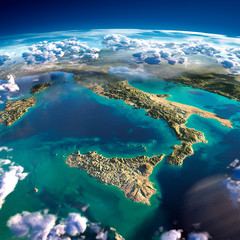 Fragments of the planet Earth. Italy and the Mediterranean Sea - obrazy, fototapety, plakaty