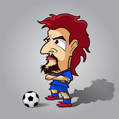 cross one's arm football cartoon blue shirt