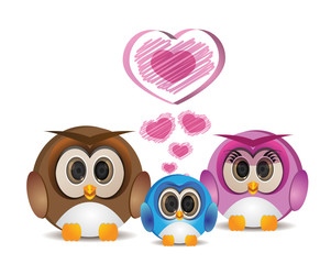 Happy owl family