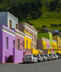 Tableaux sur verre Afrique du Sud Vue en perspective du district de Bo Kaap, Cape Town, Afrique du Sud