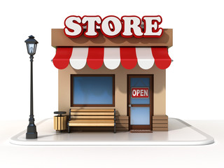 miniature store 3d illustration