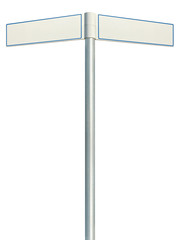 Direction road signs, two empty blank signposts, isolated