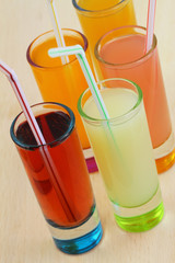 Refreshments, fruit drinks and juices in little glasses