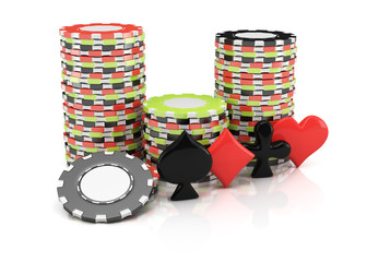 Gambling chips and card suits
