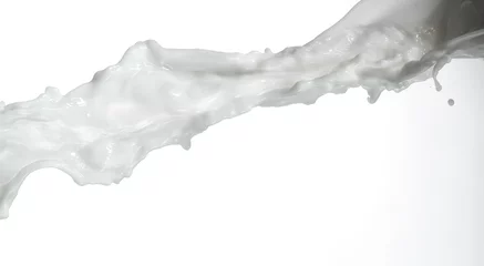 Crédence de cuisine en verre imprimé Cristaux Éclaboussure de lait sur fond blanc