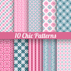 Chic different vector seamless patterns (tiling)