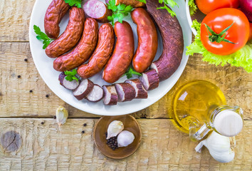 plate full sausage spices herbs