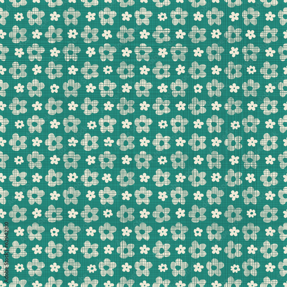 Poster seamless pattern with fabric texture effect in retro green