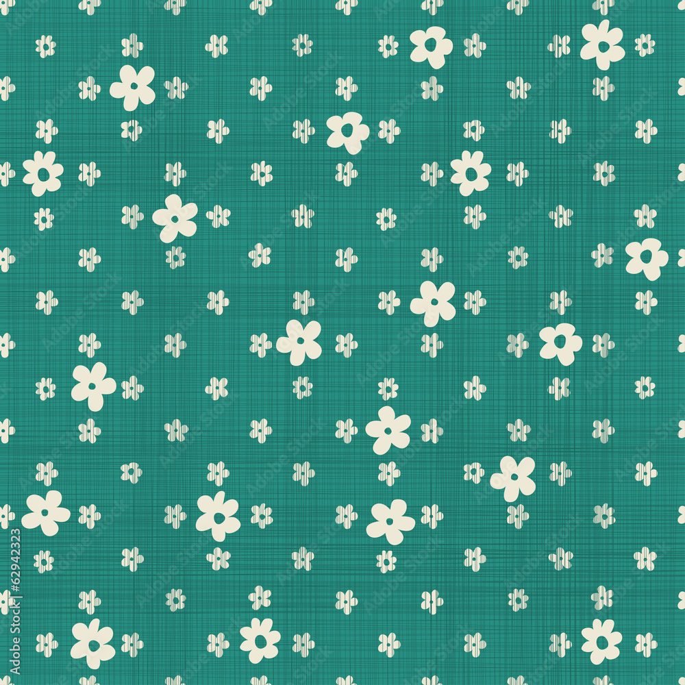 Poster seamless pattern with fabric texture effect in retro green