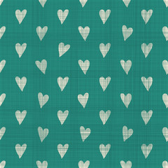 seamless doodle hearts pattern with fabric texture