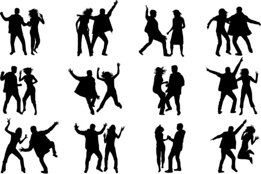 Couple dancing. Silhouettes of people.