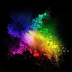 Colorful powders,  on black background
