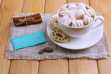 Fototapeta na wymiar Kubek gorącej czekolady z marshmallows