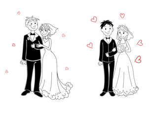 Doodle couple on wedding ceremony