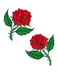 Two red cartoon roses