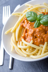 macaronie with tomato sauce