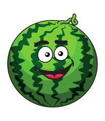 Happy cartoon green watermelon fruit