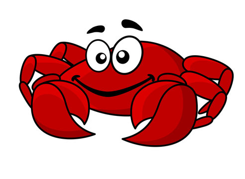Fun smiling red cartoon crab