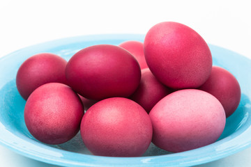 Red Easter eggs