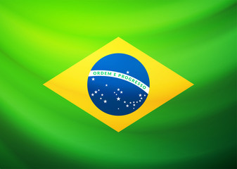 Obraz premium Waving fabric flag of Brazil