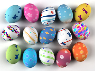 Easter colorful eggs isolated on white background
