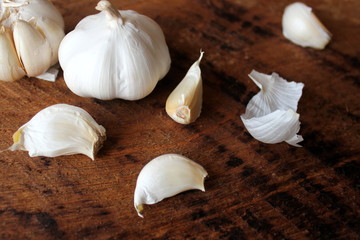 Garlic on wooden background