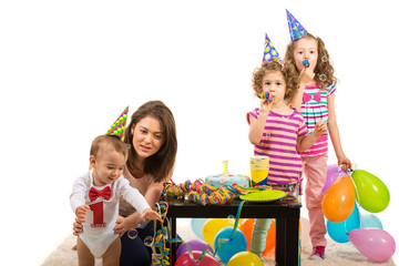 Mother and kids party