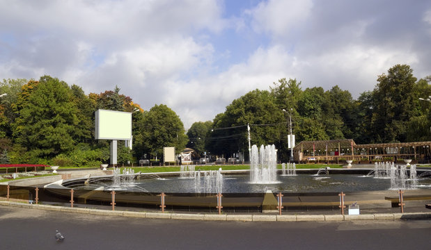 Empty biilboards in city park