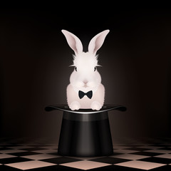Bunny rabbit in magic hat - Chess floor - 62953388