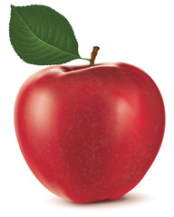 Red apple on white background. Vector illustration - 62953533