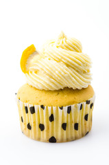 Lemon cupcakes isolated white background