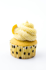 Lemon cupcakes isolated white background