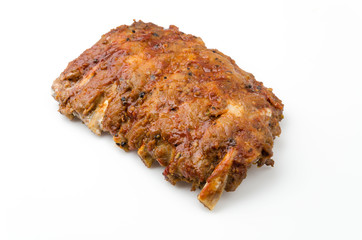 Ribs bbq pork isolated white background