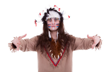 Native american chief isolated on white background