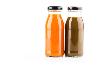Vegetable juice bottle isolated white background