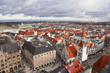 The classical view of the Central historical part of Munich