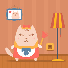 Character maid apron with a bow colorful flat