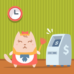 Character maid apron with a bow colorful flat