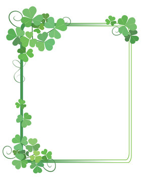 decorative green frame with shamrock - vector