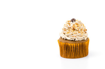 Coffee cupcake isolated white background