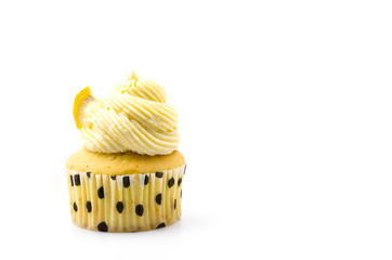 Lemon cupcakes isolated white background