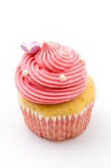 Vanilla cupcakes isolated white background