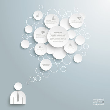 White Speech Bubble Circles Businessman