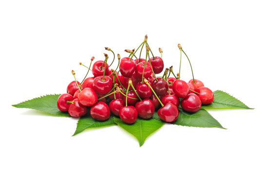 sweet cherries isolated on white