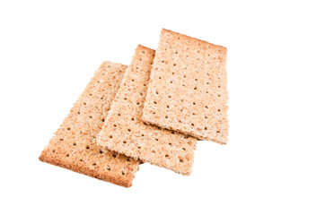 salt diet crackers on white background