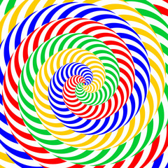 Fototapeta na wymiar Design colorful whirlpool circular movement illusion background.