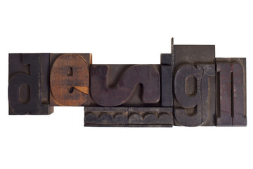 design, word written in letterpress type blocks