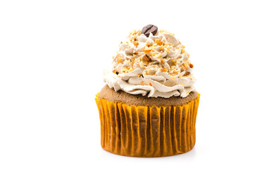 Coffee cupcake isolated white background