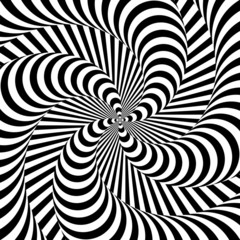 Design monochrome whirlpool motion illusion background. Abstract