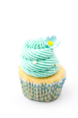 Vanilla cupcakes isolated white background